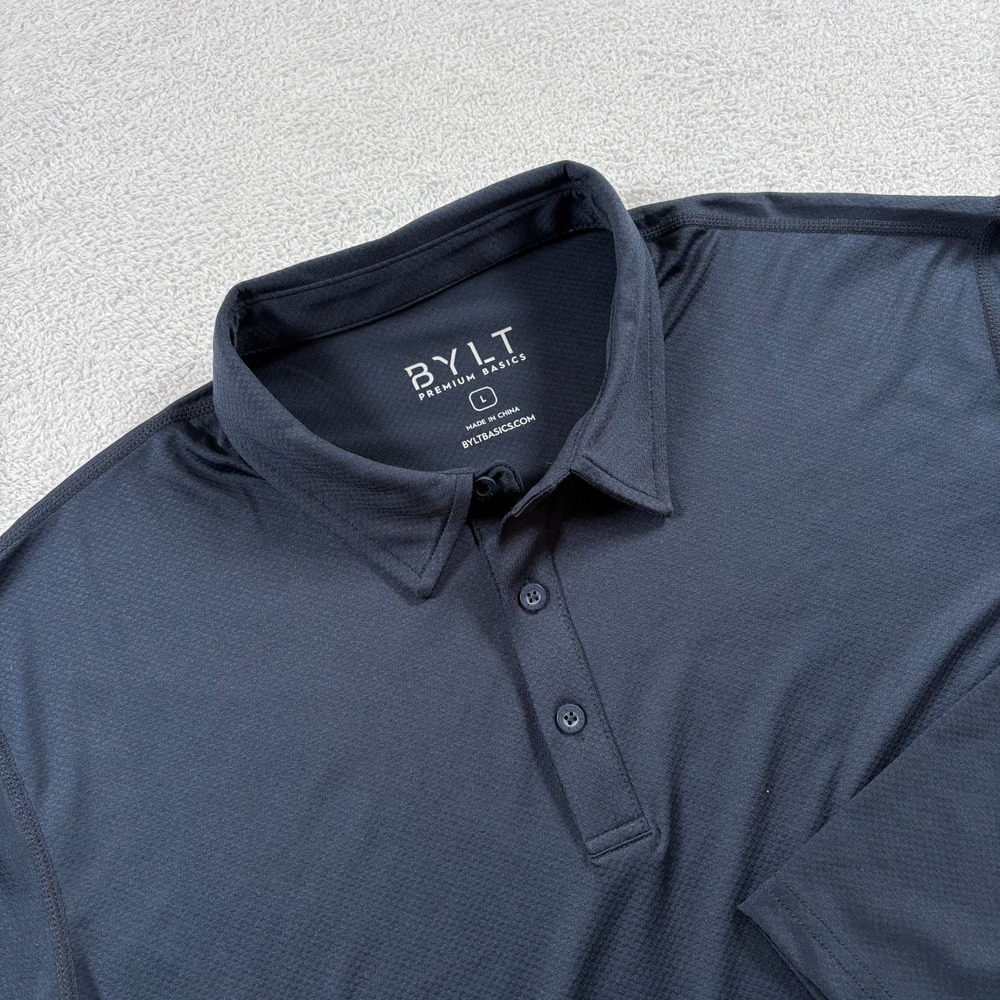 BYLT Basics Polo Shirt Mens L Blue Golf Performance Tennis Resort Wear Athletic